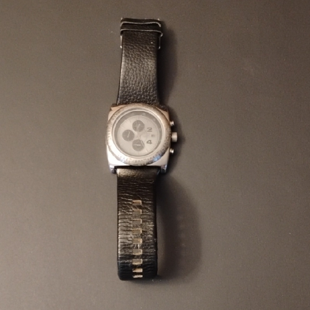 Vinatge Diesel Silver and Black Watch with Square Face